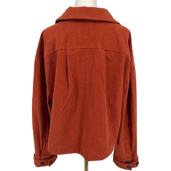 Avec Les Filles Relaxed Corduroy Shacket Oversized Burnt Orange Rust Size Large - Picture 9 of 13